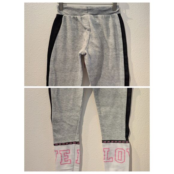 Bobbie Brooks LOVE gray, pink, white sweatpants jogger pants Sz S - Picture 4 of 10